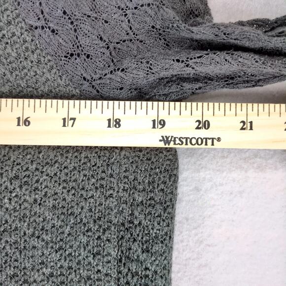 One September Anthropologie Gray Knit Top Women's S Long Lace Sleeves, Back Trim - Picture 5 of 10
